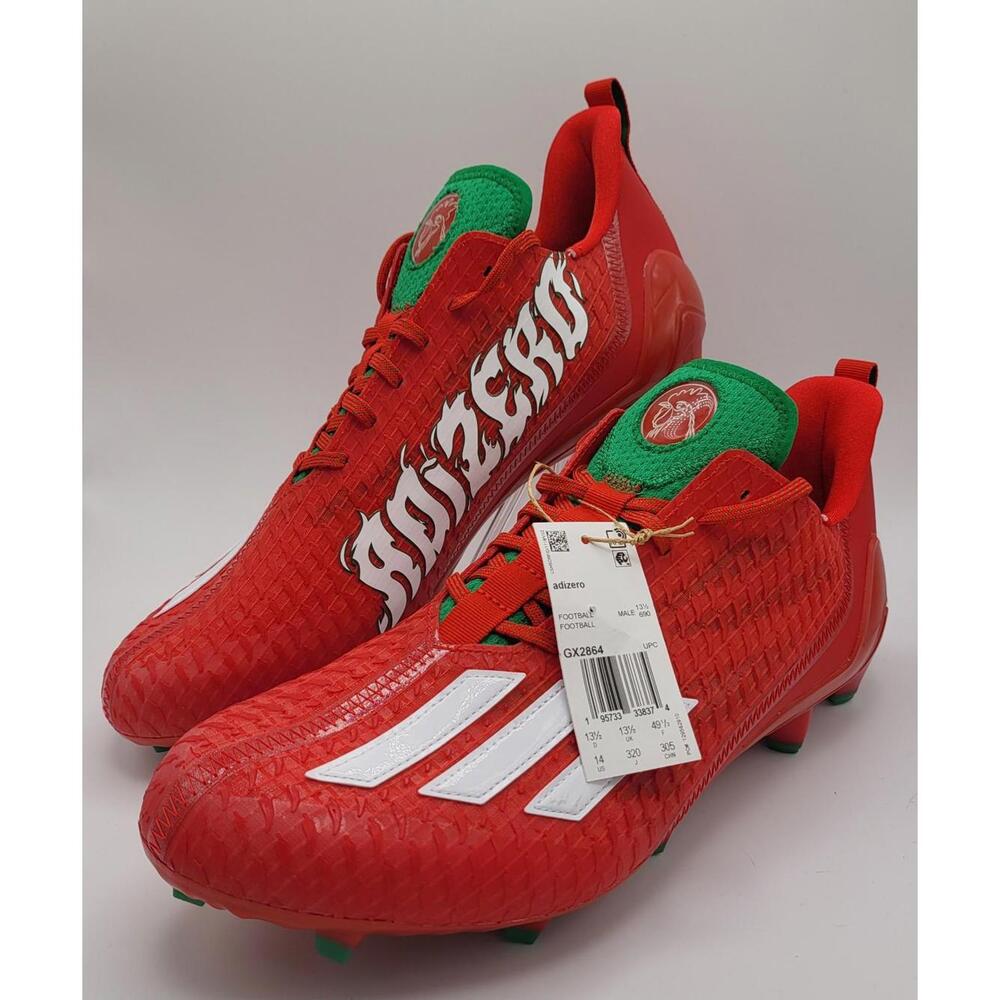 Adidas Adizero Football Cleats Mens 14 'Sriracha' Red Green NEW